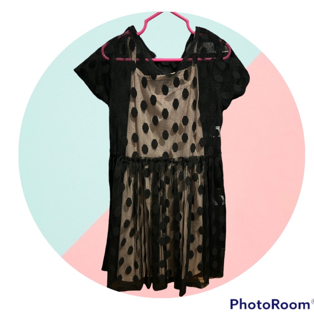 Girls Black polka dress
